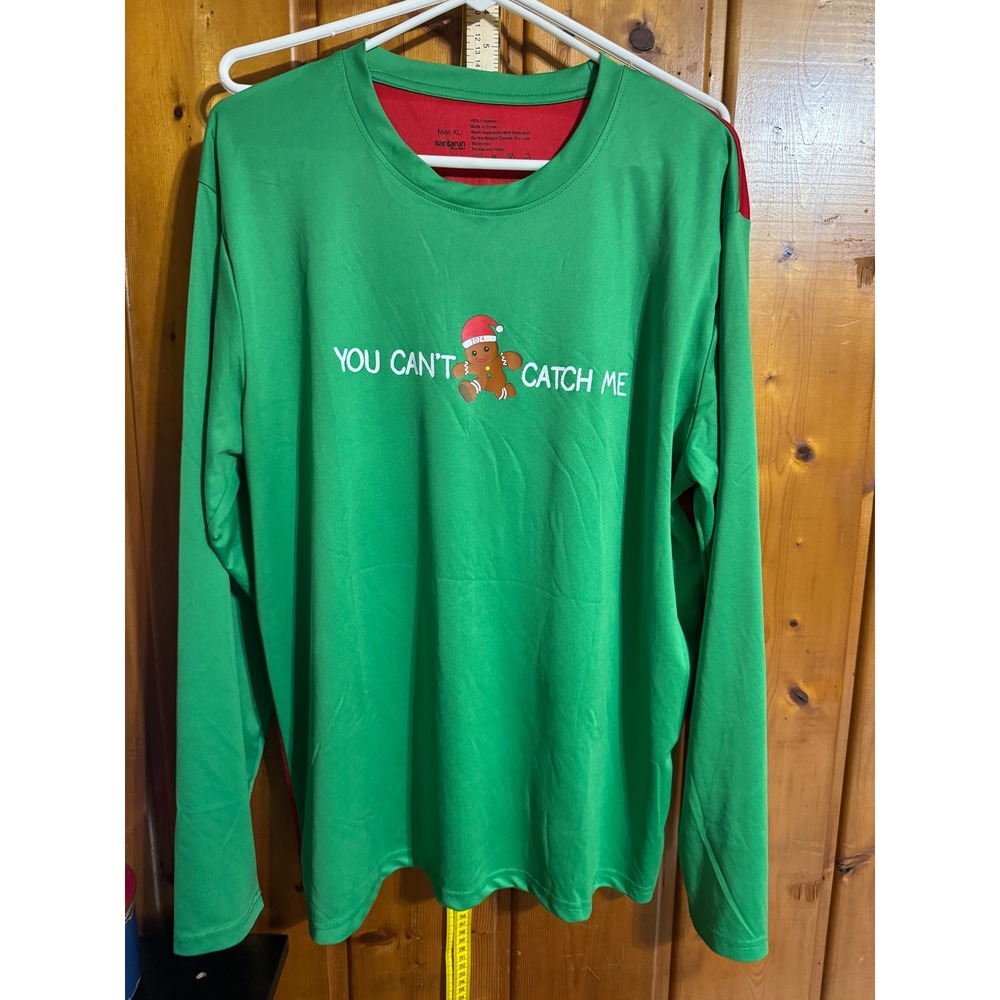Santa Run Silicon Valley Mens XL Green Red Gingerbread Long Sleeve Shirt ASML